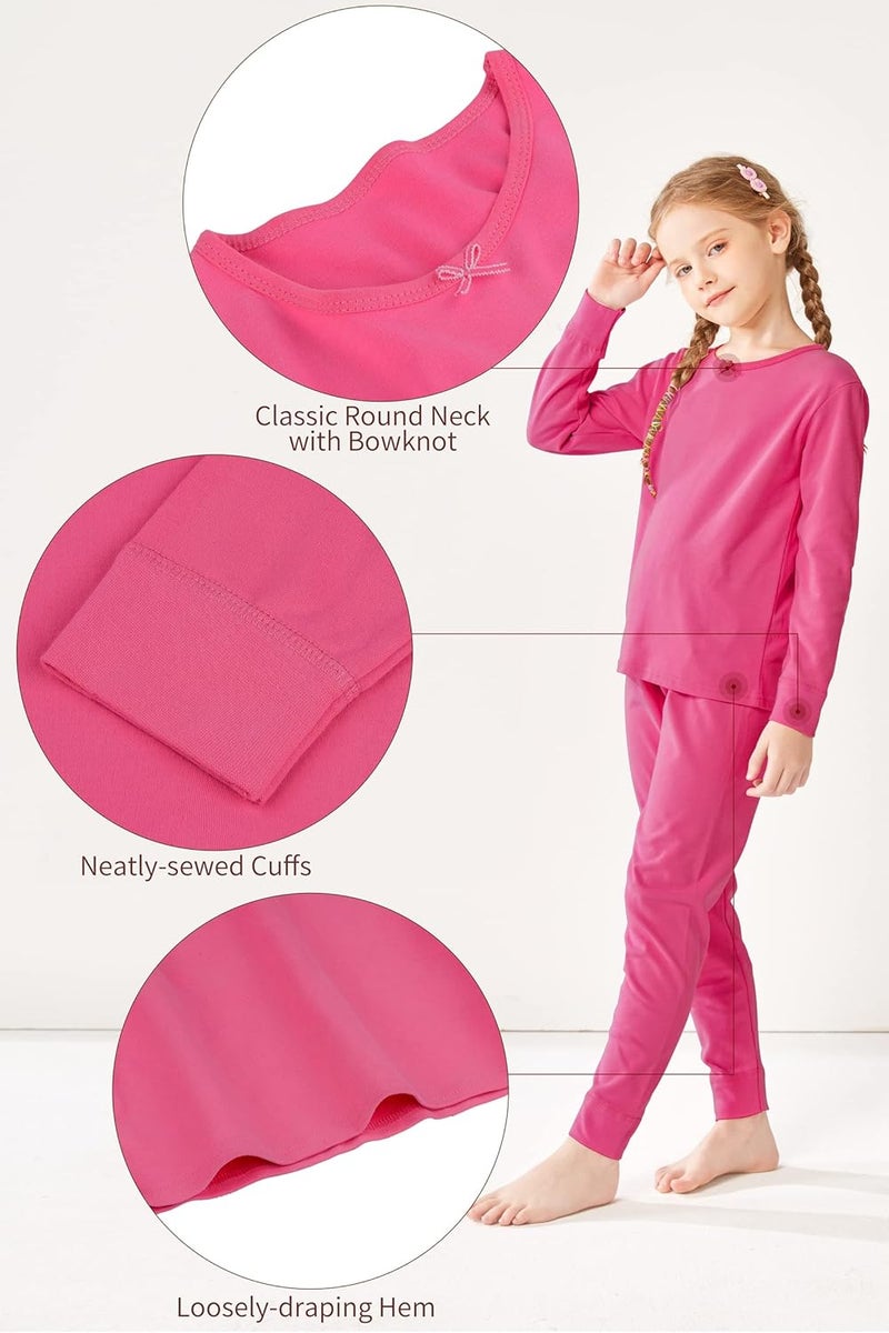 Resinta 3 Sets Toddler Girls' Cotton Thermal Underwear Girls Top Long Johns with Bows Winter Base Layer Thermal Underwear - Image 3